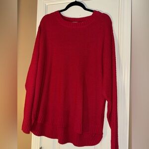 Women's Red Crewneck Knit Sweater
